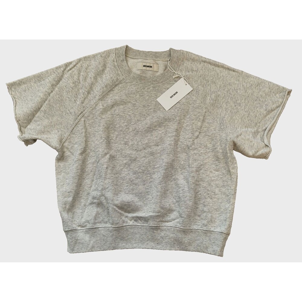 NWT Buck Mason Interloop Cut Off Sweatshirt Heather Oat M Cotton Short Sleeve